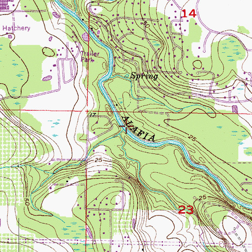 Topographic Map of Bell Creek, FL