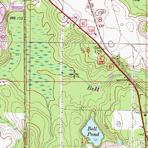 Topographic Map of Bell Creek, FL
