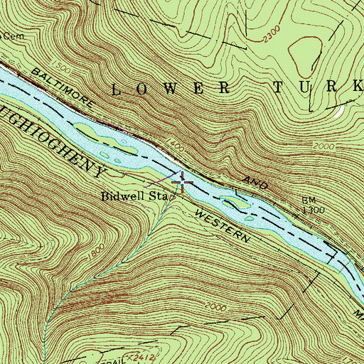 Topographic Map of Bidwell Station Run, PA