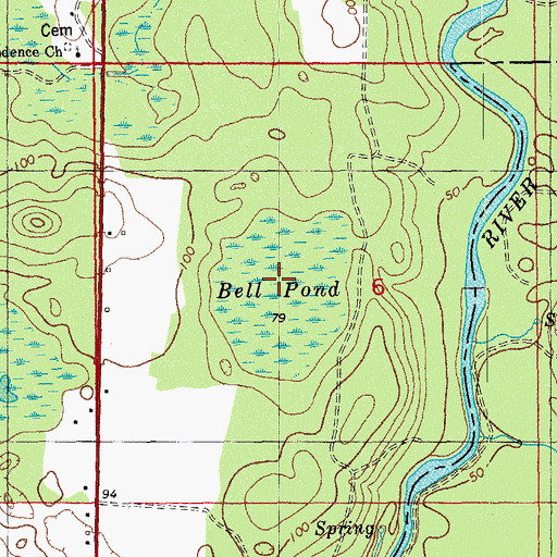 Topographic Map of Bell Pond, FL