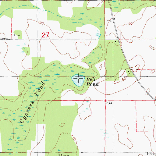 Topographic Map of Bell Pond, FL