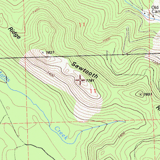 Topographic Map of Sawtooth Ridge, CA