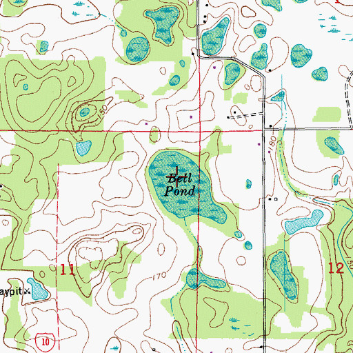 Topographic Map of Bell Pond, FL