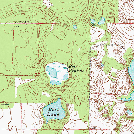 Topographic Map of Bell Prairie, FL