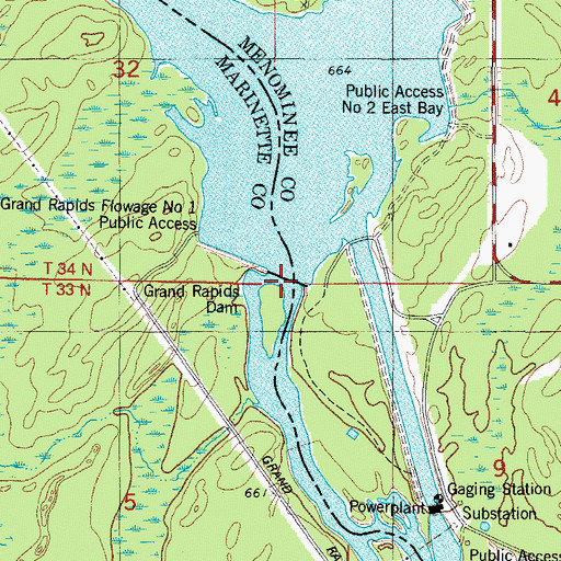 Topographic Map of Grand Rapids Flowage, WI