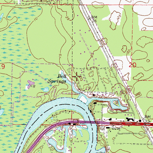 Topographic Map of Bell Springs, FL