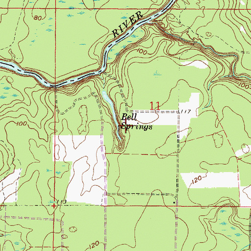 Topographic Map of Bell Springs, FL