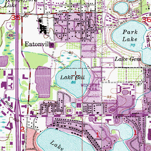 Topographic Map of Lake Bell, FL