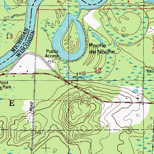 Topographic Map of Little Poche De Noche, WI