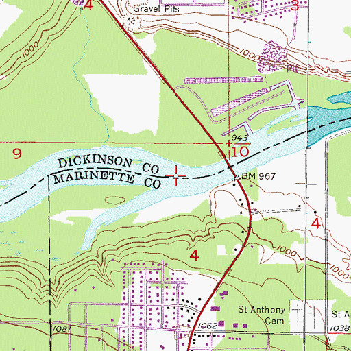 Topographic Map of Little Quinnesee Falls Flowage, WI