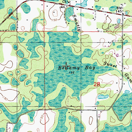 Topographic Map of Bellamy Bay, FL