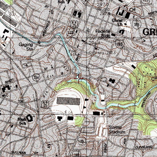 Topographic Map of Reedy River Falls, SC