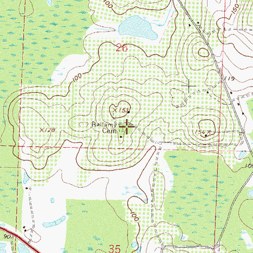 Topographic Map of Bellamy Cemetery, FL