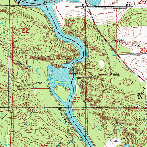 Topographic Map of Sturgeon Falls Flowage, WI