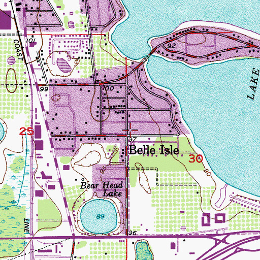 Topographic Map of Belle Isle, FL