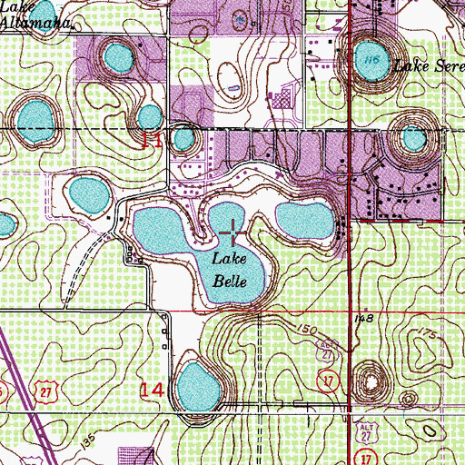 Topographic Map of Lake Belle, FL