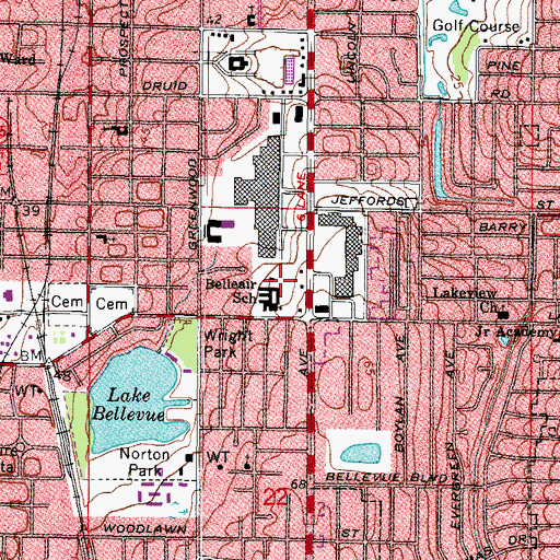 Topographic Map of Belleair Elementary School, FL