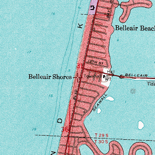 Topographic Map of Belleair Shores, FL