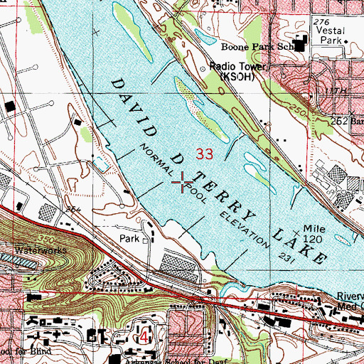 Topographic Map of Waterworks Bend, AR