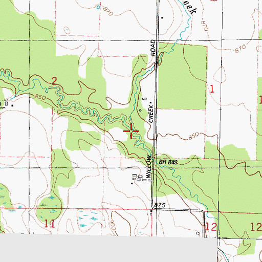 Topographic Map of Willow Creek, WI