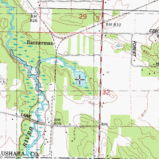 Topographic Map of Bannerman Lake, WI