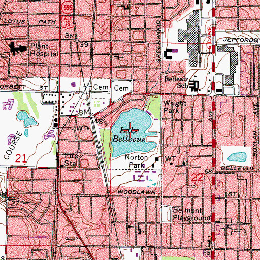 Topographic Map of Lake Bellevue, FL