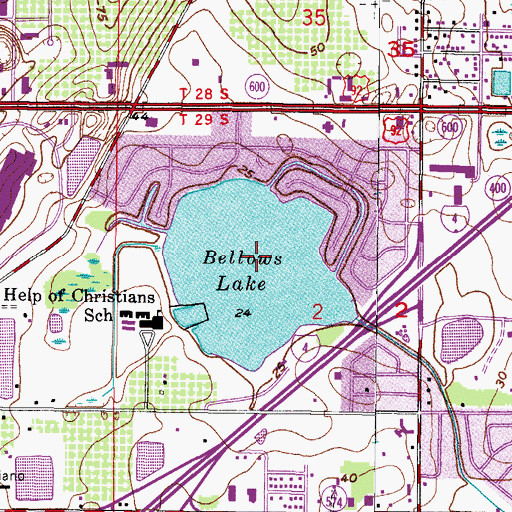 Topographic Map of Bellows Lake, FL
