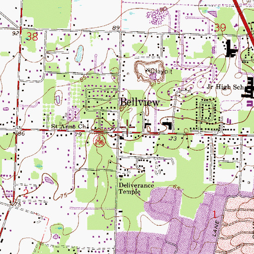 Topographic Map of Bellview, FL