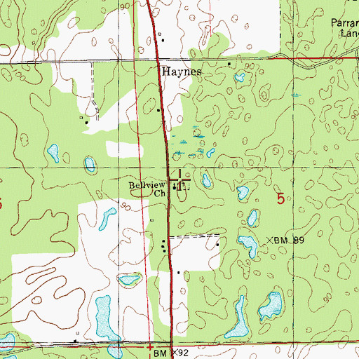 Topographic Map of Bellview Church, FL