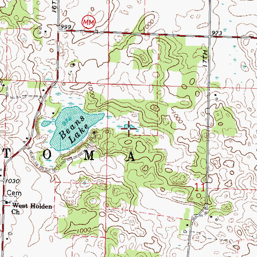 Topographic Map of Little Beans Lake, WI