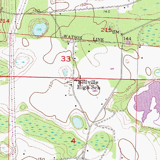 Topographic Map of Bellville High School, FL