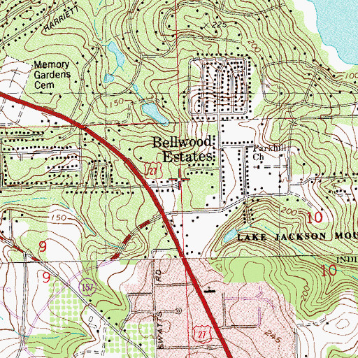 Topographic Map of Bellwood Estates, FL