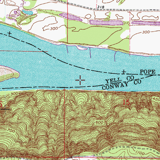 Topographic Map of Galla Shoal, AR