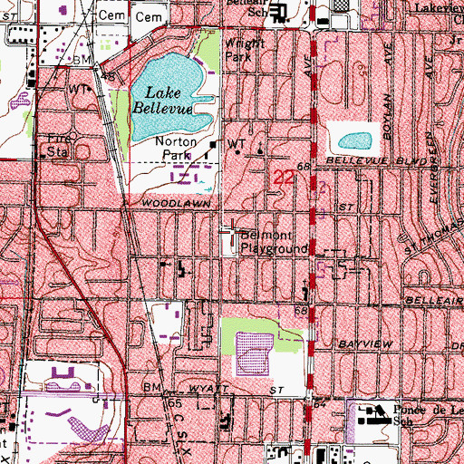 Topographic Map of Belmont Playground, FL