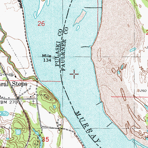 Topographic Map of Reids Bend, AR