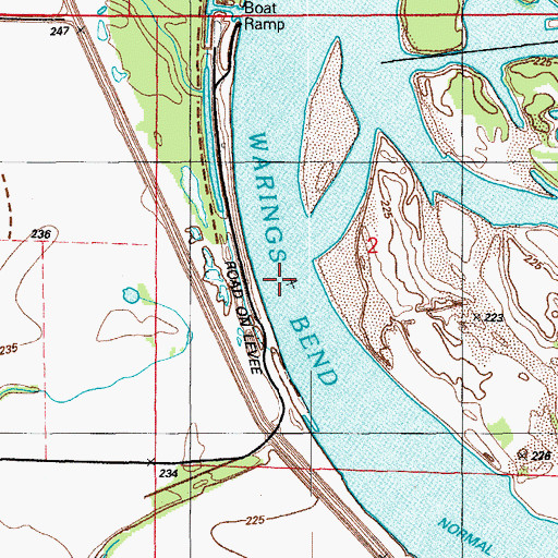 Topographic Map of Warings Bend, AR