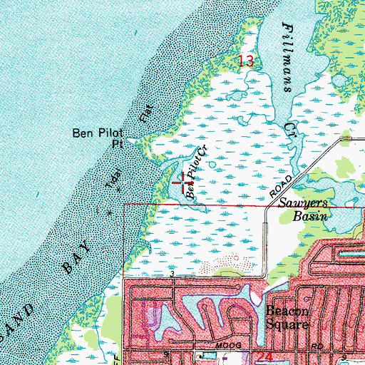 Topographic Map of Ben Pilot Creek, FL