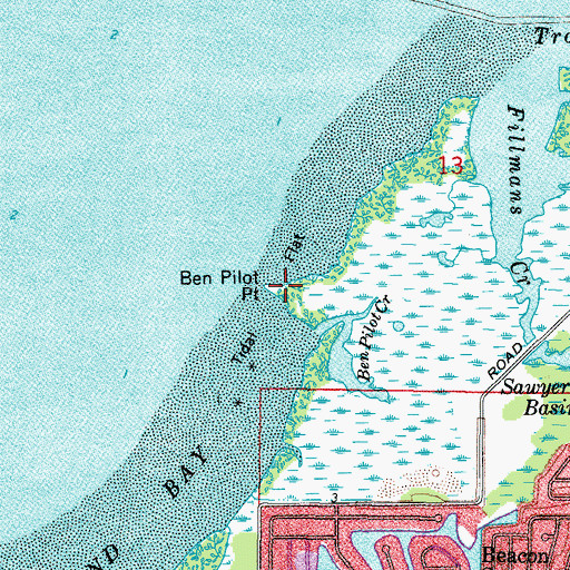 Topographic Map of Ben Pilot Point, FL