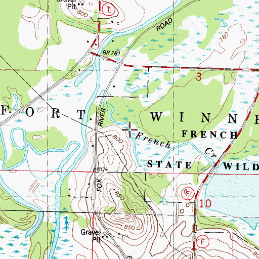 Topographic Map of French Creek Wildlife Area Pool Number 2, WI