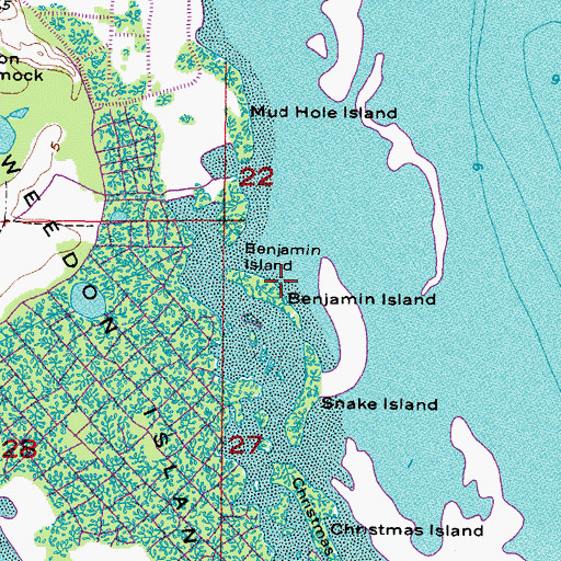 Topographic Map of Benjamin Island, FL
