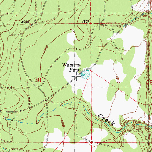 Topographic Map of Wastina Pond, OR