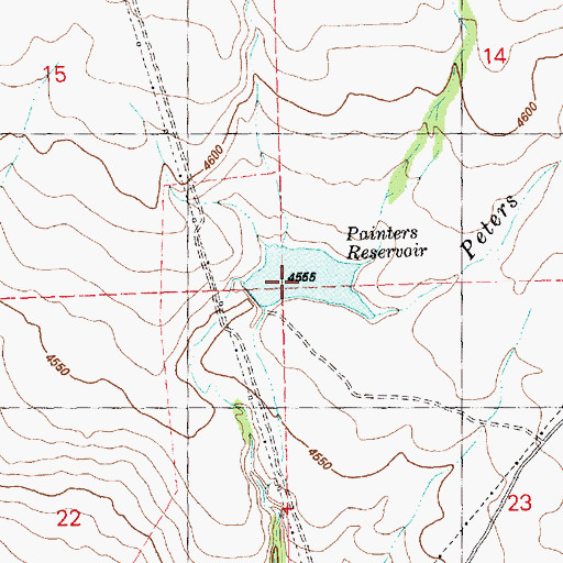 Topographic Map of Painters Reservoir, OR