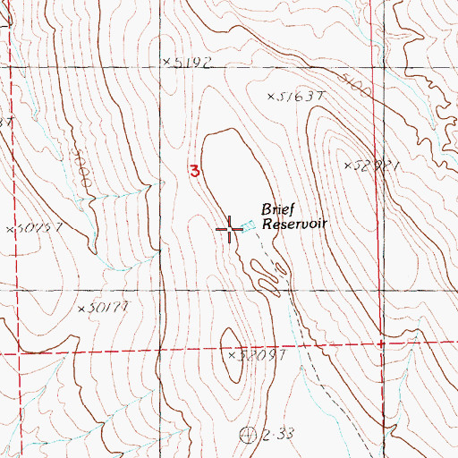 Topographic Map of Brief Reservoir, OR