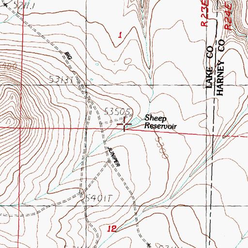 Topographic Map of Sheep Reservoir, OR