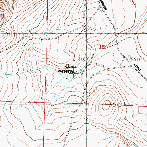 Topographic Map of Grays Reservoir, OR