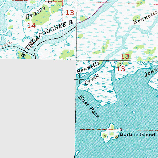 Topographic Map of Bennetts Creek, FL