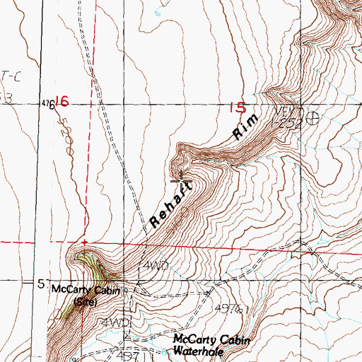 Topographic Map of Rehart Rim, OR