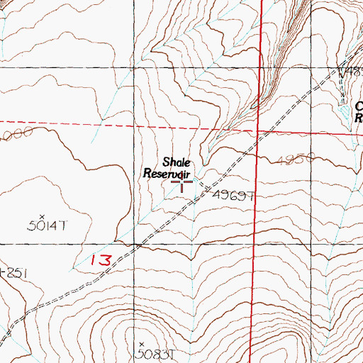 Topographic Map of Shale Reservoir, OR
