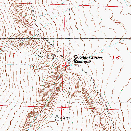 Topographic Map of Quarter Corner Reservoir, OR