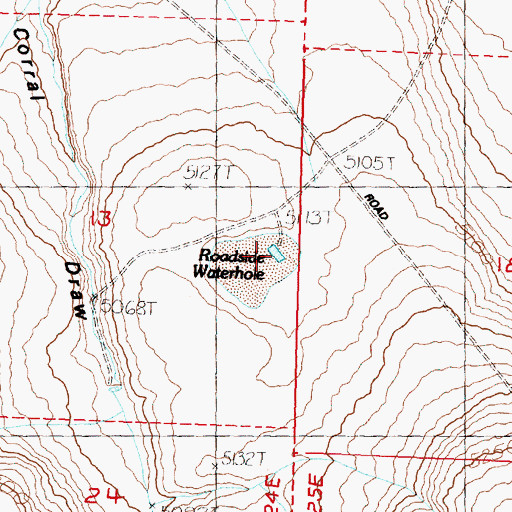 Topographic Map of Roadside Waterhole, OR